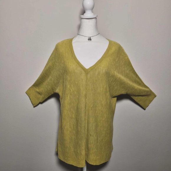 Eileen Fisher Olive Green Linen Organic Cotton Blend Garden Fairy Tunic Blouse L - Picture 5 of 8